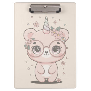 Porte-bloc Lunettes Fleuries Personnalisées Ourson Licorne Ka