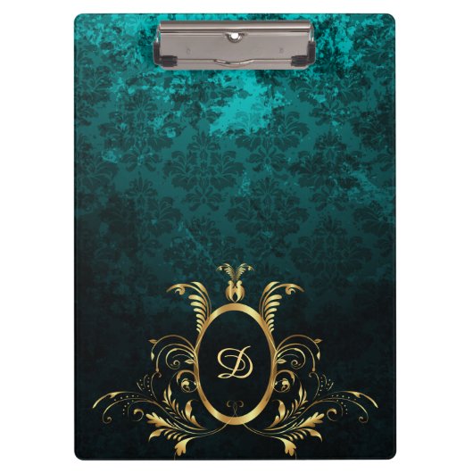 Porte-bloc Luxe Damask or Frame monogramme (Devant)