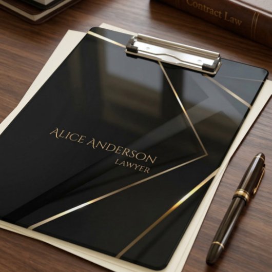 Porte-bloc Luxe noir or élégant avocat abstrait Office