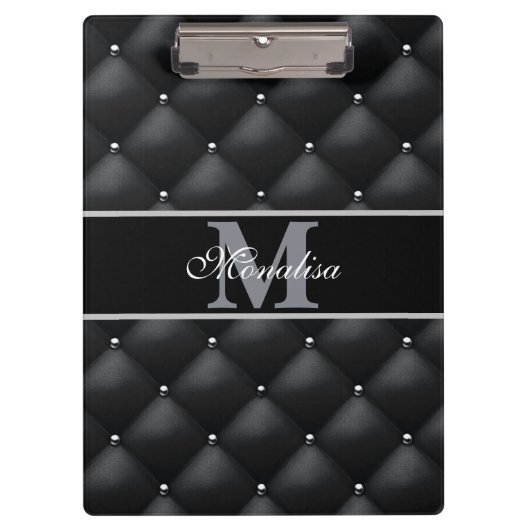 Porte-bloc luxurious black design monogramed personalized (Devant)