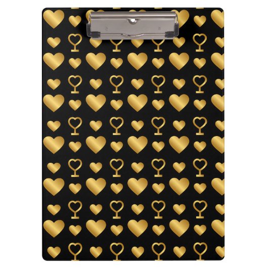 Porte-bloc Luxury  Black Gold Foil Hearts  (Devant)