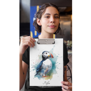 Porte-bloc Macareux aquarelle adorable, personnalisé