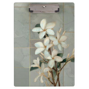 Porte-bloc Magnolia blanche Floral Ligne Or Marbre