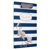 Porte-bloc Magnolia Moderne Sur Bleu Marine Bleu Stripes Pers (Swatch)