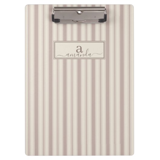 Porte-bloc Maison de campagne rustique initiale rayée beige e (Devant)