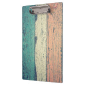 Porte-bloc Maison de plage en bois rayé turquoise rose crème (Gauche)