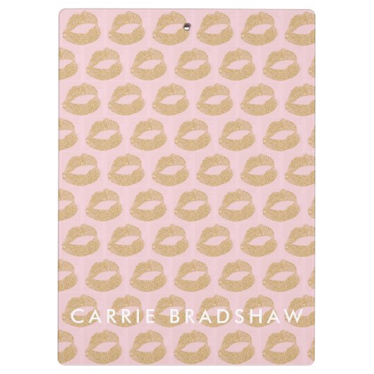 Porte-bloc Make Up Gold Parties scintillant Lips Motif Person (Dos)