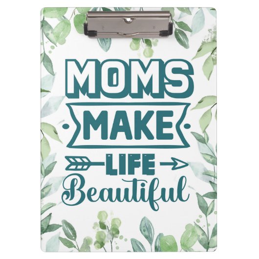 Porte-bloc Maman Anniversaire Mot Art avec cadre de feuillage (Devant)