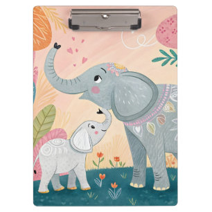 Porte-bloc Maman éléphant et bébé
