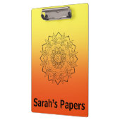 Porte-bloc Mandala Art déco orange jaune (Gauche)