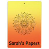 Porte-bloc Mandala Art déco orange jaune (Dos)