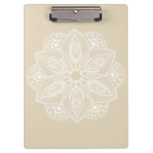 Porte-bloc Mandala blanc exotique sur Arrière - plan beige