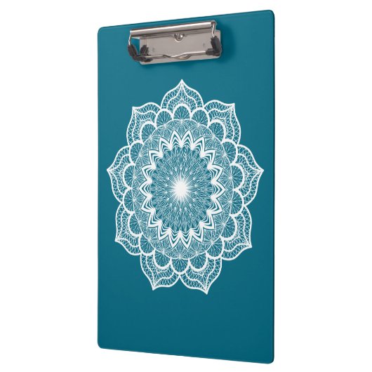 Porte-bloc Mandala blanc sur fond bleu (Gauche)