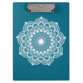 Porte-bloc Mandala blanc sur fond bleu (Devant)