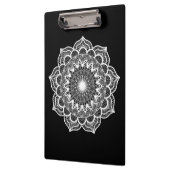 Porte-bloc Mandala blanc sur fond noir (Gauche)