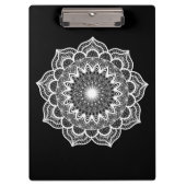 Porte-bloc Mandala blanc sur fond noir (Devant)
