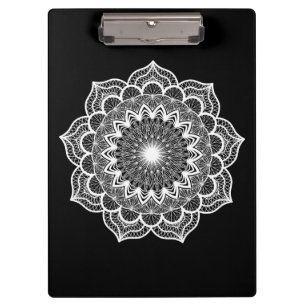 Porte-bloc Mandala blanc sur fond noir