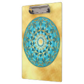 Porte-bloc Mandala bleu or sur fond or doux (Gauche)