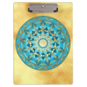 Porte-bloc Mandala bleu or sur fond or doux (Devant)
