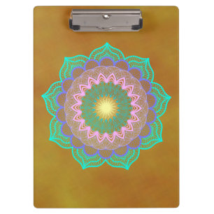 Porte-bloc Mandala Coloré sur Fond Doré