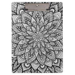 Porte-bloc Mandala d'art original noir et blanc