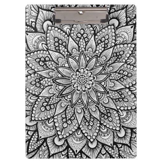 Porte-bloc Mandala d'art original noir et blanc (Devant)