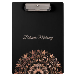 Porte-bloc Mandala floral de noir rose d'or