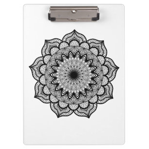 Porte-bloc Mandala noir sur fond blanc
