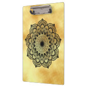 Porte-bloc Mandala noir sur fond or doux (Gauche)