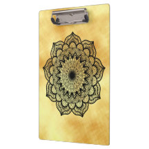Mandala noir sur fond or doux