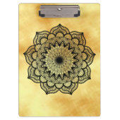 Porte-bloc Mandala noir sur fond or doux (Devant)
