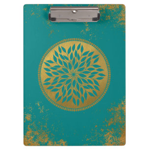 Porte-bloc Mandala turquoise-or sur Grunge Gold Turquoise