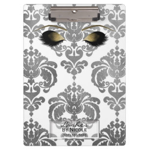Porte-bloc Maquillage Argent Doré Damassé Yeux Cils Personnal
