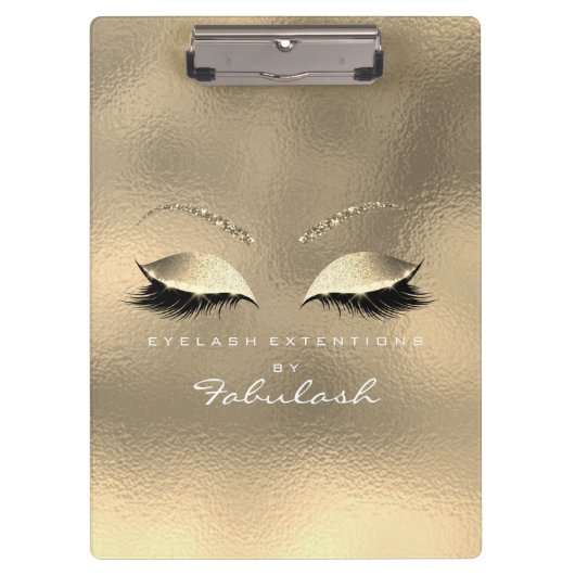 Porte-bloc Maquillage Beauty Studio Lashes Verre Or Blanc (Devant)