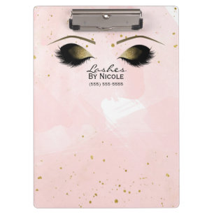 Porte-bloc Maquillage Rose Poudré Et Or Yeux Cils Personnalis