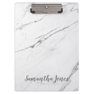 Porte-bloc Marbre blanc Carrare Script classique moderne