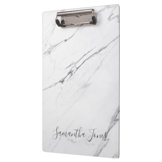 Porte-bloc Marbre blanc Carrare Script classique moderne (Gauche)