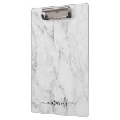 Porte-bloc Marbre blanc de nom personnalisé de script moderne (Gauche)