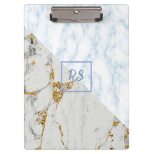 Porte-bloc Marbre blanc doré et bleu