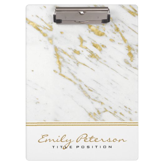 Porte-bloc Marbre blanc Élégant Et Parties scintillant Or (Devant)