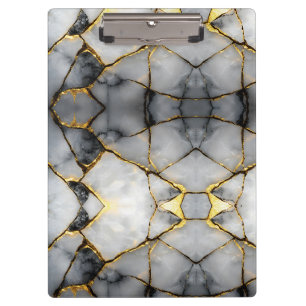 Porte-bloc Marbre blanc et or craquelé moderne