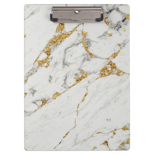 Porte-bloc Marbre Blanc Frais Et Grain D'Or