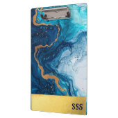 Porte-bloc Marbre blanc métallique Monogramme moderne (Gauche)