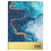 Porte-bloc Marbre blanc métallique Monogramme moderne (Dos)