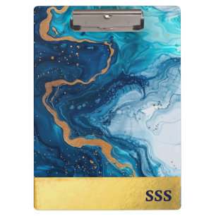 Porte-bloc Marbre blanc métallique Monogramme moderne