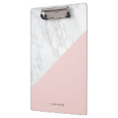 Porte-bloc Marbre blanc moderne avec bloc rose personnalisé (Gauche)