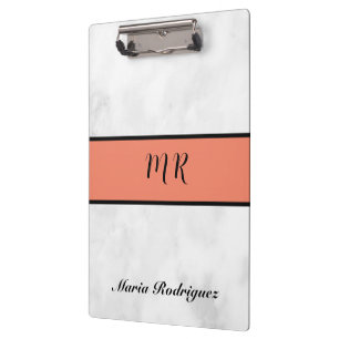 Porte-bloc Marbre Blanc Personnalisé Nom Touch Professionnel