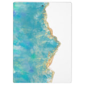 Porte-bloc Marbre d'Agate turquoise et blanc Nom Abstrait Mon (Dos)