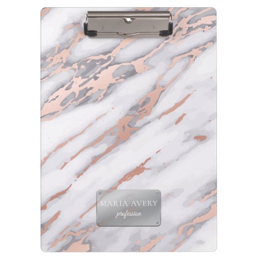 Porte-bloc Marbre de luxe Rose Gold Metallic Business (Devant)