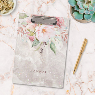 Porte-bloc Marbre Floral Élégant Moderne Rose Pivoine